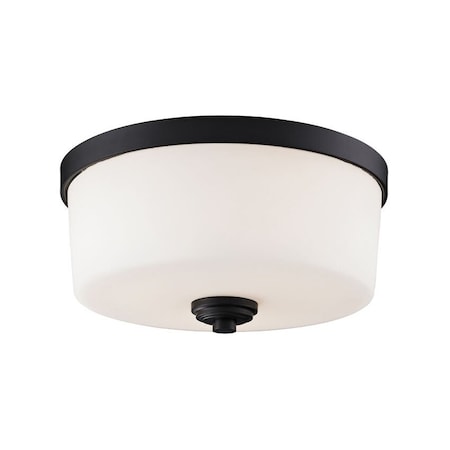 Z-Lite Arlington 3 Light Flush Mount, Bronze & Matte Opal 220F3